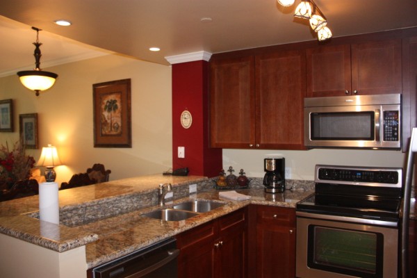 Kitchen with Granite Countertops and Cherry Cabinets