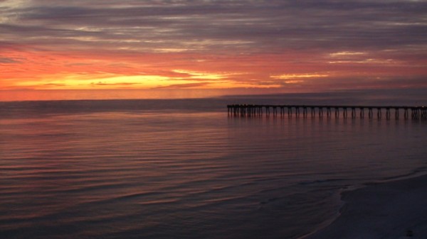 View of Sunset and Pier from Balcony